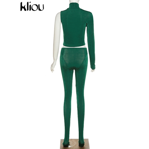 💋KLIOU HIGH STREET TWO PIECE SET w/ MOCK TURTLENECK AND FOOTIE PENCIL PANT!!! - Picture 7 of 16